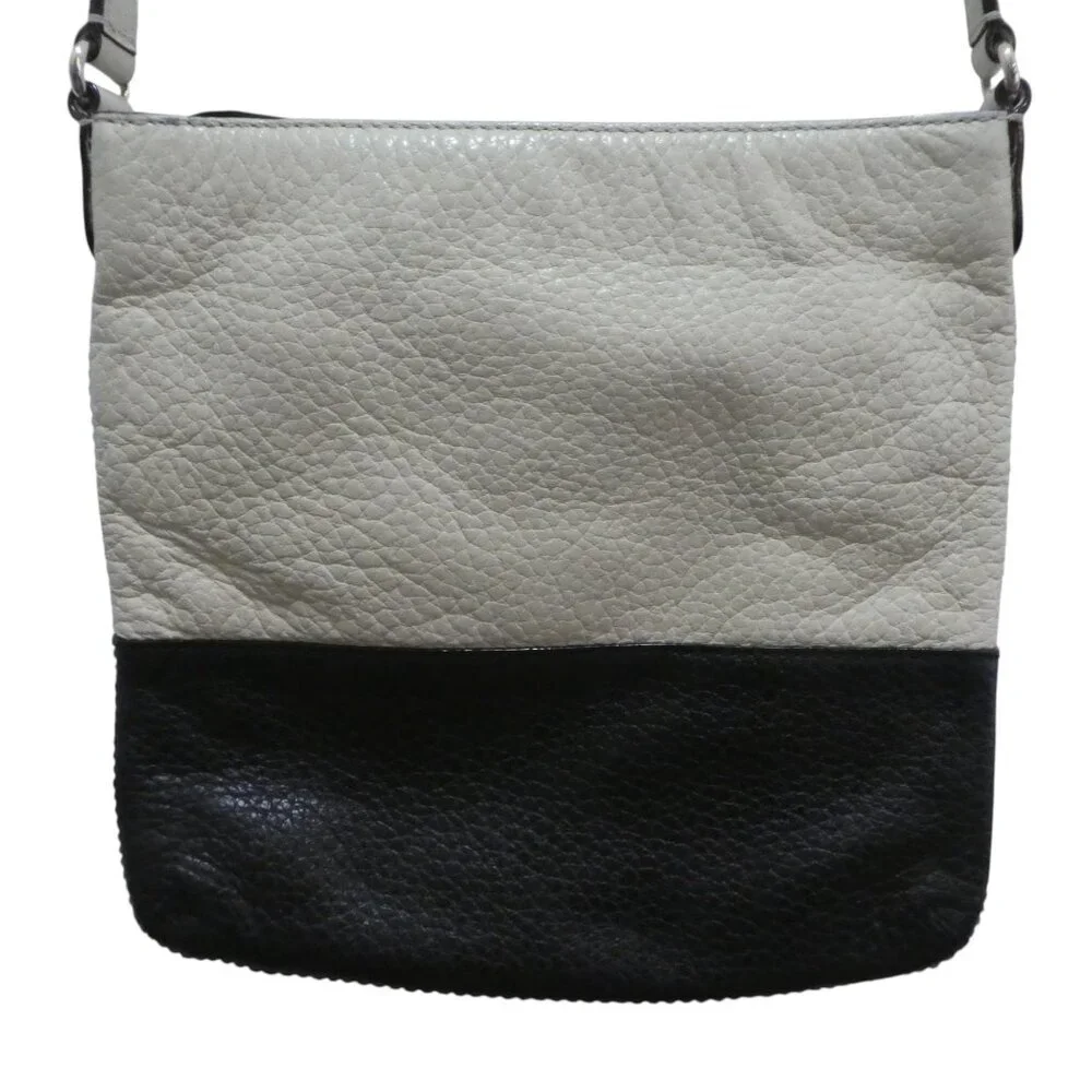 Kate Spade Black‎ Cream Pebbled Leather Crossbody Purse